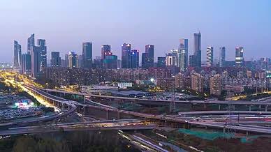 南京河西城市CBD高楼车流日转夜延时视频的预览图